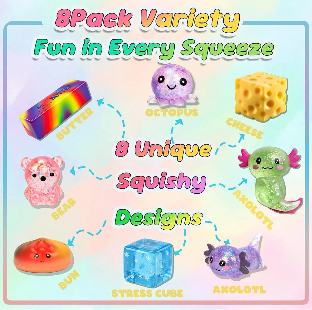 8 Pc Sensory Squishy Fidget Set