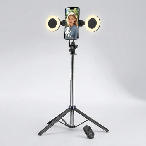 Portable Metal Selfie Tripod with LED Lighting
